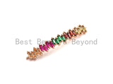 Rainbow CZ Micro Pave Bar Connector for Bracelet/Necklace, Link Connector, Spacer Connector, 7x41mm,sku#E431