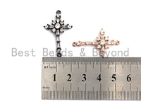 Clear CZ Micro Pave 20x33mm Cross Shape With Little Flower Connector, Cubic Zirconia Connector/Link,sku#E491 Bestbeads&Beyond