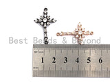 Clear CZ Micro Pave 20x33mm Cross Shape With Little Flower Connector, Cubic Zirconia Connector/Link,sku#E491