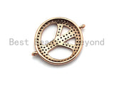 Clear Cz Micro Pave 18x23mm Peace Sign Round Connector, Cubic Zirconia Connector/Link,sku#E492 Bestbeads&Beyond