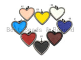 38mm Large Enamel Colored heart Pendant, Gold/Rose gold/Black/Silver, CZ Micro Pave Oil Drop Heart pendant,Enamel Jewelry,sku#F598