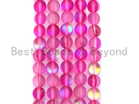 Hot Pink Spectrolite Quartz Matte, High Quality in Round 6mm/8mm/10mm/12mm, Aura Hot Pink Crystal beads, 15.5inch strand, sku#U463