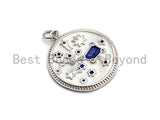 White Enamel Blue Big Dipper Moon Star Charms Pendant, Enamel Pendant,Round Enamel, Oil Drop jewelry Findings, 24x28mm,sku#Z366