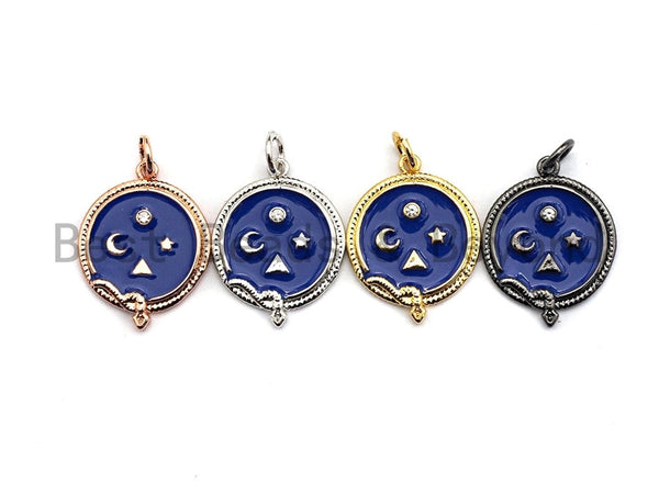 Blue Enamel Moon Star Snake Charms Pendant, Enamel Pendant,Round Enamel, Oil Drop jewelry Findings,16x20mm,sku#Z369