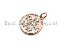 White Enamel Round Disc with Stars Charms Pendant, Enamel Pendant,Round Enamel, Gold/Silver/Rose Oil Drop jewelry Findings,16x20mm,sku#Z373 BestbeadsbeyondUS