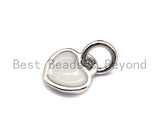 NEW Enamel Heart Pendant,Cz Micro Pave Oil Drop Heart pendant,Enamel Charm,Enamel Jewelry,7x8mm,sku#Z385
