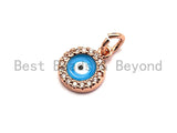 Pave CZ Enamel Round With Blue Evil Eye Charm, Enamel Evil Eye Charm,Enamel Pendant, Oil Drop jewelry Findings,9x11mm,sku#Z384