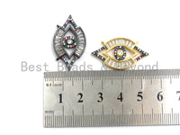 Colorful CZ Micro Pave Evil Eye Pendant with Baguette cz, Colorful CZ,Cubic Zirconia Pendant,17x30mm, sku#F743