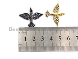 Colorful Cz Micro Pave Bird Pendant, CZ Pave Pendant, Gold/Rose Gold/Silver/Gunmetal plated, 29x21mm, Sku#F805