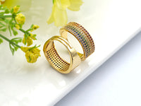 Colorful CZ Micro Pave Ring, Rainbow Cubic Zirconia Gold Ring, Adjustable Ring, 8x21x17mm,sku#X16