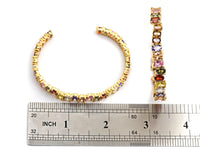 Colorful CZ Micro Pave Bangle Bracelet, Cubic Zirconia Gold Bracelet, Thin Cuff Bracelet, Stacking Cuff, 8x46x53mm,sku#X29