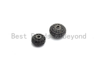 Black CZ Pave On Black Micro Pave Roundel Spacer Beads with Black Crystal for Bracelet, Spacer Beads,8x12/6x10mm, sku#G415