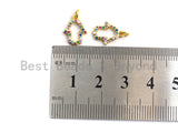 CZ Colorful Micro Pave Hamsa Hand Pendant, Hamsa Hand Shaped Pave Pendant, Gold plated, 10x16mm, Sku#F734