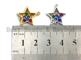 Colorful CZ Micro Pave Five Point Star Shape Connector,Cubic Zirconia Star Connector, Gold/Silver Tone,16x18mm,sku#Y218 Bestbeads&Beyond