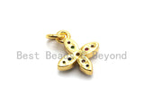 CZ Colorful Micro Pave Gold Flower Charm/Pendant, Flower Shaped Pave Pendant, Gold plated, 10x12mm, Sku#F732