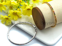 Colorful CZ Micro Pave Rainbow Thin Bangle Bracelet, Gold/Silver Thin Bracelet, Minimal Bracelet,3x54x60mm,sku#X41
