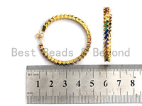 Colorful CZ Micro Pave Rainbow Large Hoop Earring, Gold Hoops earrings, Stud Earrings, Minimal earrings,4x40mm,sku#J127/LD456 Bestbeads&Beyond