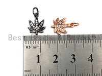 CZ Micro Pave Maple Leaf Shape Pendant,Cubic Zirconia Charm/Pendant, Gold/Silver/Rose Gold Tone,10x13mm,sku#Y231