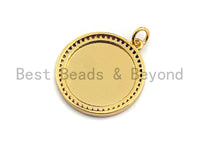 Colorful CZ Micro Pave Round Gold Coin Pendant, Coin Shaped Pave Pendant, Gold plated,21x23mm, Sku#F870 Bestbeads&Beyond