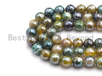 Mystic Plated Faceted Plated Agate beads, 6mm/8mm/10mm/12mm/14mm Natural Yellow Green Gemstone beads, 15.5inch strand, SKU#U472