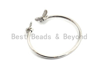 Micro Pave Butterfly Open Cuff Bracelet, Cubic Zirconia Gold/Silver bracelet, Wire bracelt, Bangle bracelet,19x63x60mm,sku#X75