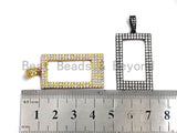 Clear CZ Micro Pave Hollow out Rectagular Shape Pendant, Gold/Rose Gold/Silver/Gunmetal Geometric Frame shape pendant, 20x45mm, sku#X58