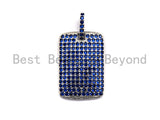 Cobalt Blue CZ Micro Pave Rectangle Tag Pendant/Charm, Cubic Zirconia Pendant, Pave Dog Tag, 18x27mm, sku#X50 BestbeadsbeyondUS