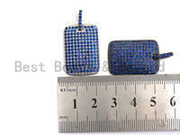 Cobalt Blue CZ Micro Pave Rectangle Tag Pendant/Charm, Cubic Zirconia Pendant, Pave Dog Tag, 18x27mm, sku#X50