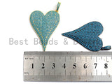 CZ Turquoise Micro Pave Large Heart Pendant, Heart Shaped Pave Pendant, Gold/Rose Gold/Silver/Gunmetal plated, 30x41mm, Sku#X55