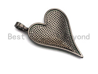 CZ Green Micro Pave Large Heart Pendant, Heart Shaped Pave Pendant, Gold/Rose Gold/Silver/Gunmetal plated, 30x41mm, Sku#X53 BestbeadsbeyondUS