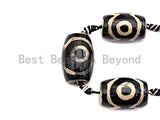 1pc/12pc Natural Tibetan Agate Barrel Eye Beads, Black White Dzi Eye beads, Barrel Agate Oval Beads, 15x22mm,sku#U495