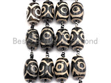 1pc/12pc Natural Tibetan Agate Barrel Eye Beads, Black White Dzi Eye beads, Barrel Agate Oval Beads, 15x22mm,sku#U495