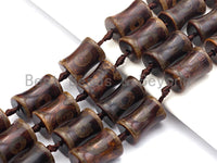 1pc/12pcs Natural Tibetan Agate Spool Beads, Black Brown Dzi Beads, Tibetan Dzi Beads, 15x22mm,sku#U500