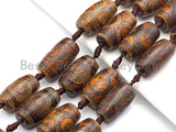 1pc/11pc Natural Tibetan Agate Barrel Beads, Ancient Brown Dzi Drum Beads, Tibetan Dzi Beads, 15x22mm,sku#U501