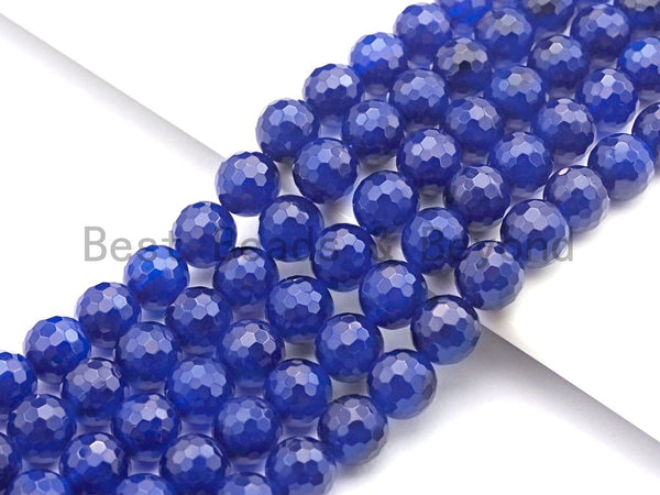 High Quality Natural Navy Blue Color Agate Beads, Round Faceted 6mm/8mm/10mm/12mm, Blue Agate Beads, 15.5inches, sku#U487