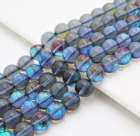 Beautiful Glossy Grey Spectrolite Quartz, Crystal Round beads, 6mm/8mm/10mm/12mm Manmade Gray Blue Moonstone beads,15.5inch strand, SKU#U290