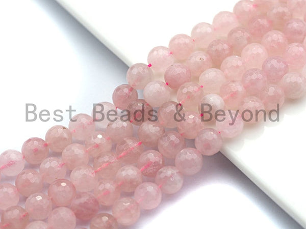 Quality Natural Faceted Rose Quartz, 6mm/8mm/10mm/12mm Round Faceted Rose Quartz, Natural Gemstone Beads, sku#U477