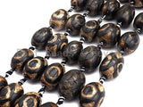 1pc/12pc Tibetan Barrel Agate Beads, Dzi Eye Drum beads, Brown Black Tibetan Eye Agate Beads, 15x20mm, sku#U533