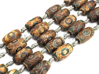 1pc/13pcs Natural Tibetant Agate beads, Ancient Tibetan Barrel Shape Beads, Dzi Eye Agate beads, 15x20mm, sku#U556 Bestbeads&Beyond