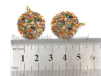 Colorful Baguette CZ Micro Pave Round Shaped Rose Flower Cluster Pendant, Cz Pave Bracelet Necklace Pendant in Gold Finish,21x23mm, sku#F909