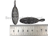 CZ Micro Pave Hollow Out  Long Oval Shaped Pendant/Charm, Cubic Zirconia Pendant Charm,15x46mm,sku#F913
