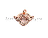 CZ Micro Pave Heart With Wings Shaped Pendant/Charm, Cubic Zirconia Pendant Charm,11x15mm,sku#F922