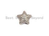 CZ Micro Pave Five Point Puffy Star Spacer Beads for Bracelet/Necklace, Cubic Zirconia space Beads, 12x8mm,sku#C105