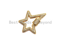 Fully Cz Micro pave Star Clasp, CZ Pave Clasp, Gold/Silver/Rose Gold/Gunmetal Carabiner Clasp, 33x24mm, sku#K75