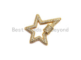 Fully Cz Micro pave Star Clasp, CZ Pave Clasp, Gold/Silver/Rose Gold/Gunmetal Carabiner Clasp, 33x24mm, sku#K75