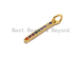 Colorful CZ Micro Pave Bar Pendant/Charm, Cz Pave Bracelet Necklace Pendant in Gold Finish, 2x17mm,sku#Z416
