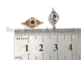 Colorful CZ Micro Pave Oval Evil Eye Shape Connector,Cubic Zirconia Oval Connector, Gold/Silver Tone,7x16mm,sku#Y224