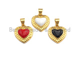 Enamel Colored heart Pendant, CZ Micro Pave Oil Drop Heart pendant, Enamel Jewelry, 15x16mm, sku#F940