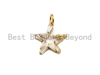 CZ Clear Micro Pave Five Point Star Pendant, Five Point Star Shaped Pave Pendant, Gold plated, 15x16mm, Sku#Y233 BestbeadsbeyondUS