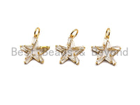 CZ Clear Micro Pave Five Point Star Pendant, Five Point Star Shaped Pave Pendant, Gold plated, 15x16mm, Sku#Y233 BestbeadsbeyondUS